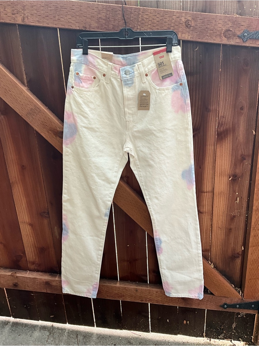501 Original white high rise straight leg tie dye jeans jeans 29 x 30 $79 NWT